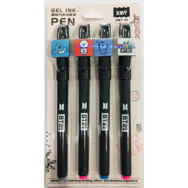 K-POP💜BTS💜BT21 Cute Gel Pen(4Pcs) | Daraz.com.bd