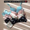 Japanese cartoon cute girl underwear small chest gathered without steel ring big chest small comfortable slim student bra panty set.