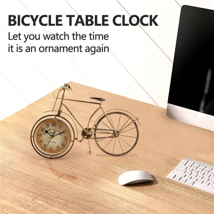 Vintage Iron Bicycle Type Table Clock For Living Room Study Room Cafe ...