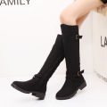 Women Round Toe Mid Calf Boots Female Matte Leather Knight Boot Woman Buckle Square Low Heel Shoes Footwear. 