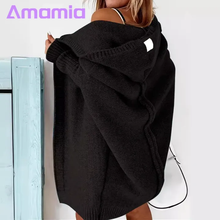 Women%20Jket%20Stylish%20Hooded%20Sweater%20Coat%20for%20Women%20Long%20Sleeve%20Knit%20Cardigan%20with%20Ribbed%20Cuffs%20Open%20Front%20Solid%20Colord-length%20Outerwear%20Women%20Knitted%20Cardigan%20Jket%20-%20Image%203