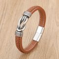 Classic Style New Year Gift 7 Options Stainless Steel Leather Men's Bracelet Multi-color Magnet Buckle DIY Size Custom LOGO.