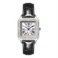 Women's Quartz Watch Real Leather Roman Alphabet Dial With Rhinestones Waterproof Scratch Resistant Watch Valentines Gift. 