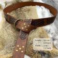 Medieval Belt for Men Cosplay Prop Renaissance Costume Embossed Larp Accessories O Ring Belt , Brown.
