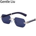 Small Rectangle Rimless Sunglasses Men 2023 New Fashion Square Frameless Sun Glasses for Male Shades Lunettes De Soleil Homme. 