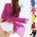 Cover Ups For Swimwear Women Elegant Solid Thin Mesh Beachwear Bikini Beach Dress Bikini Swimwear Cover Up Top. 