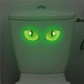 Green Eyes Reflective Toilet Sticker, Self-Adhesive Waterproof Decal, Night Safety Warning Functionality.