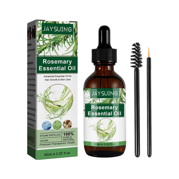 Jaysuing Rosemary Essential Oil 60ml Steam Distilled & Vegan 100% Pure & Natural Premium Therapeutic Grade Fast Regrowth Essential Oil Multi-effect Moisturizing Thick Hair Care For Men Women