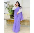 One Color Half Silk Tangail Saree For Women - Light Purple Color - Perefct For All Seasons and Occasions. 