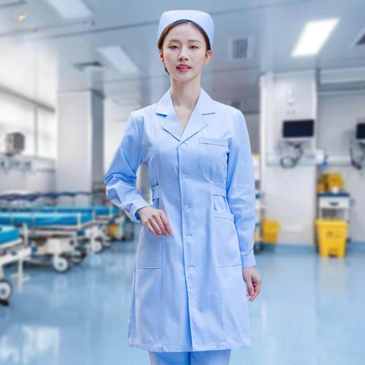 Nurse%20Work%20Suit%20Stylish%20for%20Worker%20Pet%20Groomer%20Lightweight%20Women%20Scrubs%20Set%20XXXL%20and%20Thick%20Blue%20-%20Image%202