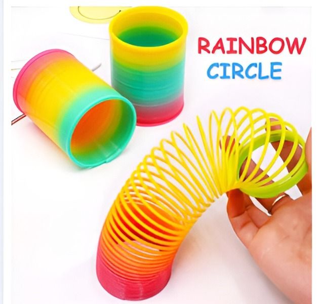 Plastic Spring Coil Magic Rainbow Circle Folding Spring Ring Magic Toy Children Party Kids Toys