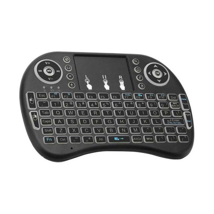 RGB Backlit - i8 Wireless Mini Black Keyboard with Touchpad