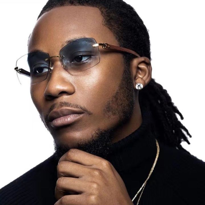 （NEW）Rectangle Fashion Rimless Sunglasses for Women Men