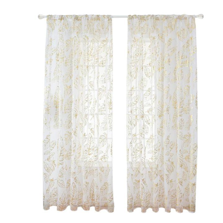 Migeet Sheer Curtains Feather Print Window Screen Curtains for Living Room Window Patio Door 1 Panel 40"x79"