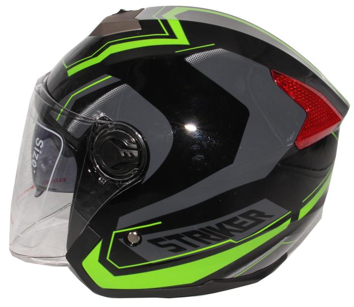 XBK-603 Matt Black Graphic Helmet for Men and Women-Black Neon Green