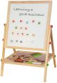 Kids 2 in 1 Wooden Easel Black Board & Magnetic White Board Double Sided REVOLVING Easel Board. 