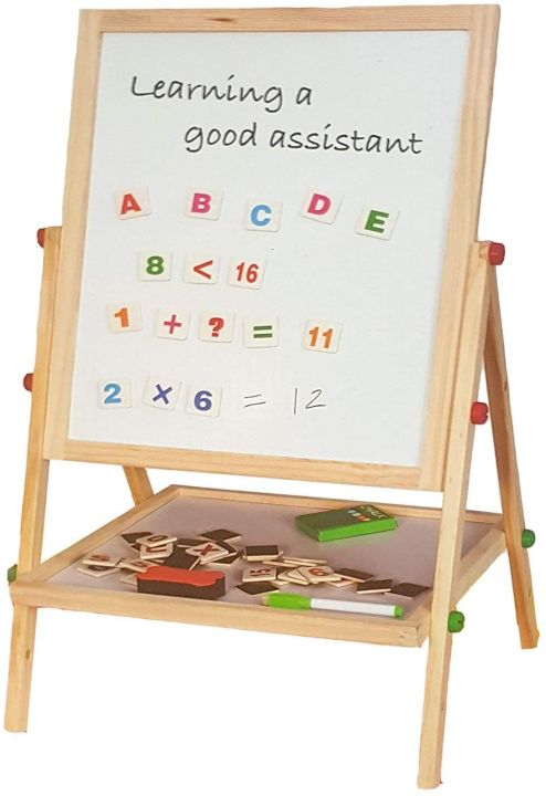 Kids%202%20in%201%20Wooden%20Easel%20Black%20Board%20&%20Magnetic%20White%20Board%20Double%20Sided%20REVOLVING%20Easel%20Board%20-%20Image%203