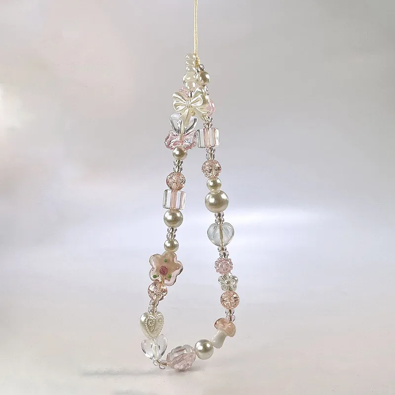 Y2K Silver Clear Star Bead Keychain Phone Charms Cute Bear Lanyard