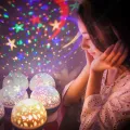 Rotating Dream Projector Lamp Starry Night Light Colorful Starry Sky Lamp -blue. 