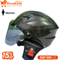 Open Face SMS Cap Helmet for Women – Half Face Pelion Helmet with Leather Wind Cover, ABS Shell, Visor Glass – Dame-Dude Open Face Bike Helmet for Motorcycle, Cycle, Scooter – Blue/Red/Green/Black/Grey/Pink.