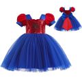 Disney Spiderman Cosplay Tutu Dress Costumes Girls Children's Day Vestidos Party Halloween Spider Mesh Kids Clothes.