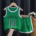 Boys Sports Basketball Clothes Suit Summer Children's Fashion Leisure Vest Shorts 2pcs Toddler Boy Short Sleeve Suit For 2-10Y. 