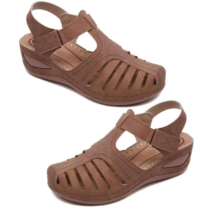 Women Shoes Summer Retro Hook Loop Closure Non-slip Hollow Beach