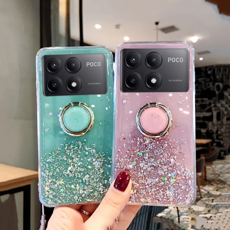 Coque Paillettes Amovible Pour Xiaomi Redmi A5 4G - Support Fleur Rotatif, Protection Anti-choc