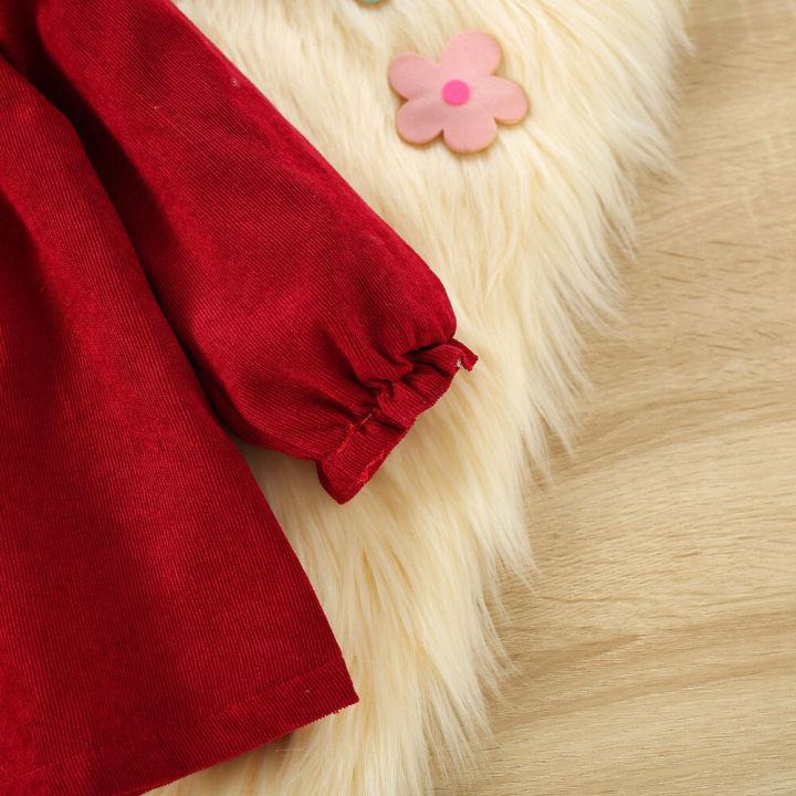 (0-3%20Years%20Old%20Girls)%20Autumn/Winter%20New%20Girls%20Dress%20Bow%20Ribbon%20Small%20Flying%20Sleeve%20Round%20Neck%20Sweet%20Princess%20Dress%20Solid%20Color%20Birthday%20Party%20Team%20Dress%20-%20Image%206