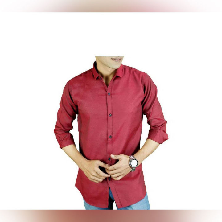 Maroon Long Sleeve Casual Shirt for Men