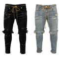 Ripped Hole Jeans for Men Hip Hop Cargo Pant Distressed Light Blue Denim Jeans Skinny Men Clothing vintage denim Autumn Trousers. 