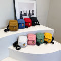 Canvas cute children's small bag Solid color Japanese mobile phone bag Korean version ins small square bag shoulder bag crossbody bag. 