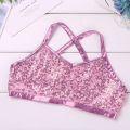 Kids Girls Ballet Dance Clothes Gymnastics Leotard Gym Sports Fitness Workout Tankini Outfit Shiny Sequins Tank Bra Tops Shorts.