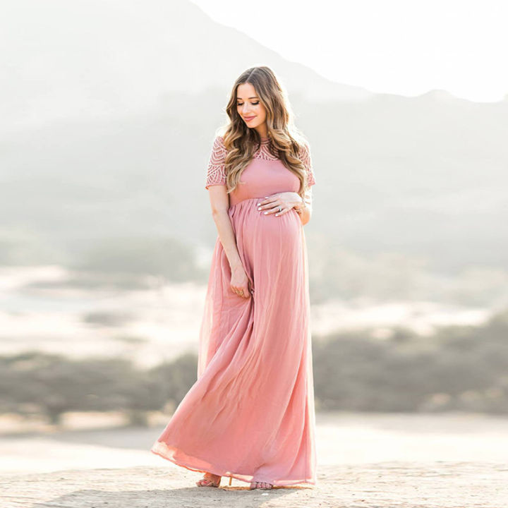 sachin and babi light blue dress Maternity Dress Pregnancy Photography Props Dusty Pink Long Chiffon Dress  Elegant Pregnant Women Clothes Lace Dresses