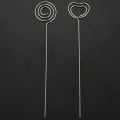 60 Pieces Metal Wires Memo Clip Note Card Holders Table Number Clip Photo Stand for Wedding Party Cake Decor, Round and Heart Shape, Silvery. 