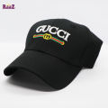 Black And White GUCCl Embroidery Logo Cotton Curved Cap.