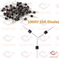 5Pcs- Diode 10A10 1000V 1KV 10A General Purpose Rectifier Diode 10A10 Silicon Junction Diode R-6 Package. 