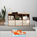 RK Engineered Wood 6 Layers Bookshelf Storage Cabinet Organizer Shelf Horizontal Multi Storage Space Wooden Rack Display Shelf With Drawers.Size: L36XH24X10.