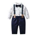 2024 Summer New Male Baby One Year Old Gentleman Two Piece for Infants Young Children Banquet Dresses, Bowtie and Strap Set. 
