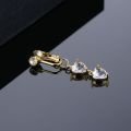 1Pc Belly Button Ring Belly Piercing Two Crystal Heart Clip On Umbilical Non Navel Pircing Cartilage Earring Clip. 