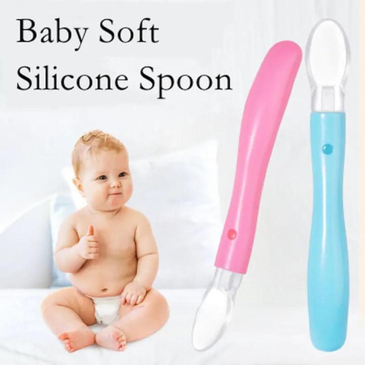 Transparent Newborn Baby Soft Silicone Baby Lovely Feeding Spoon Flatware Lovely Gifts For Kids 1pcs