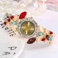 Women Watch Alloy Crystal Bracelet Flower Wrist Watch Women Clock Quartz Watches With Rhinestone Quartz Bracelet Watch.