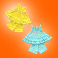 2 pieces Baby Girls Cotton Fency Frock set for cute baby dress (0-2 yers).