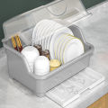 Dish Drainer Rack Dust-proof Plate Drying Rack with Lid drain rack Tableware Storage Box for Chopsticks Kitchen Organizer. 