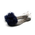 Cross-border crystal slippers flat soles transparent fish mouth flat sandals women's fashion peony flower light breathable jelly shoes.