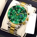 Green Golden Men Watches Male Waterproof Sport Wristwatch Luxury Fashion Luminous Hands Chronograph Wrist Watch For Man.