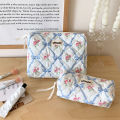 Cute Bow Floral Cosmetic Bag With Zipper Cosmetic Organizer Case Large For Women Luolong. 