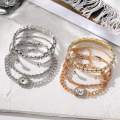 4Pcs/set Retro Bracelet for Women Girls Crystal Shiny Adjustable Opening Chain Bracelets Punk Bangle Charm Bracelets Jewelry Gift.