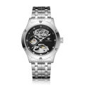 OUYAWEI new steel band tourbillon openwork transparent waterproof men's watch Fully automatic mechanical watch. 