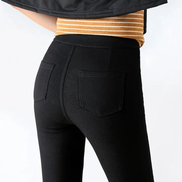 Black%20Solid%20High%20Stretch%20Pencil%20Pants%20Women%20Fall%20White%20Skinny%20Leggings%20High%20Waist%20Home%20Trousers%20Female%20Casual%20Wear%20P8823%20-%20Image%204